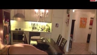 Black haired tattoo babe fucked on kitchen table penny barber piss